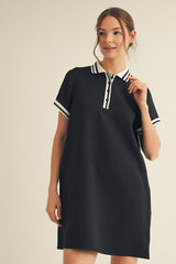Black Sporty Maternity Polo Dress