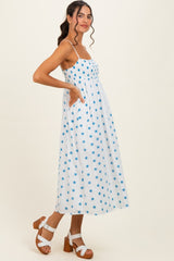 White Floral Smocked Sleeveless Midi Dress