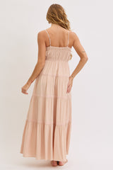 CreamLace Tiered Sleeveless Maxi Dress