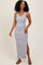 Light Blue Multicolor Striped Side Slit Maxi Dress