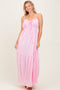 Light Pink Gathered Front Tie Maxi Dress