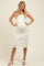Ivory Knit Floral Embroidery Maternity Midi Tank Dress