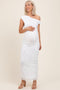 White Lace Asymmetrical Ruched Maternity Maxi Dress