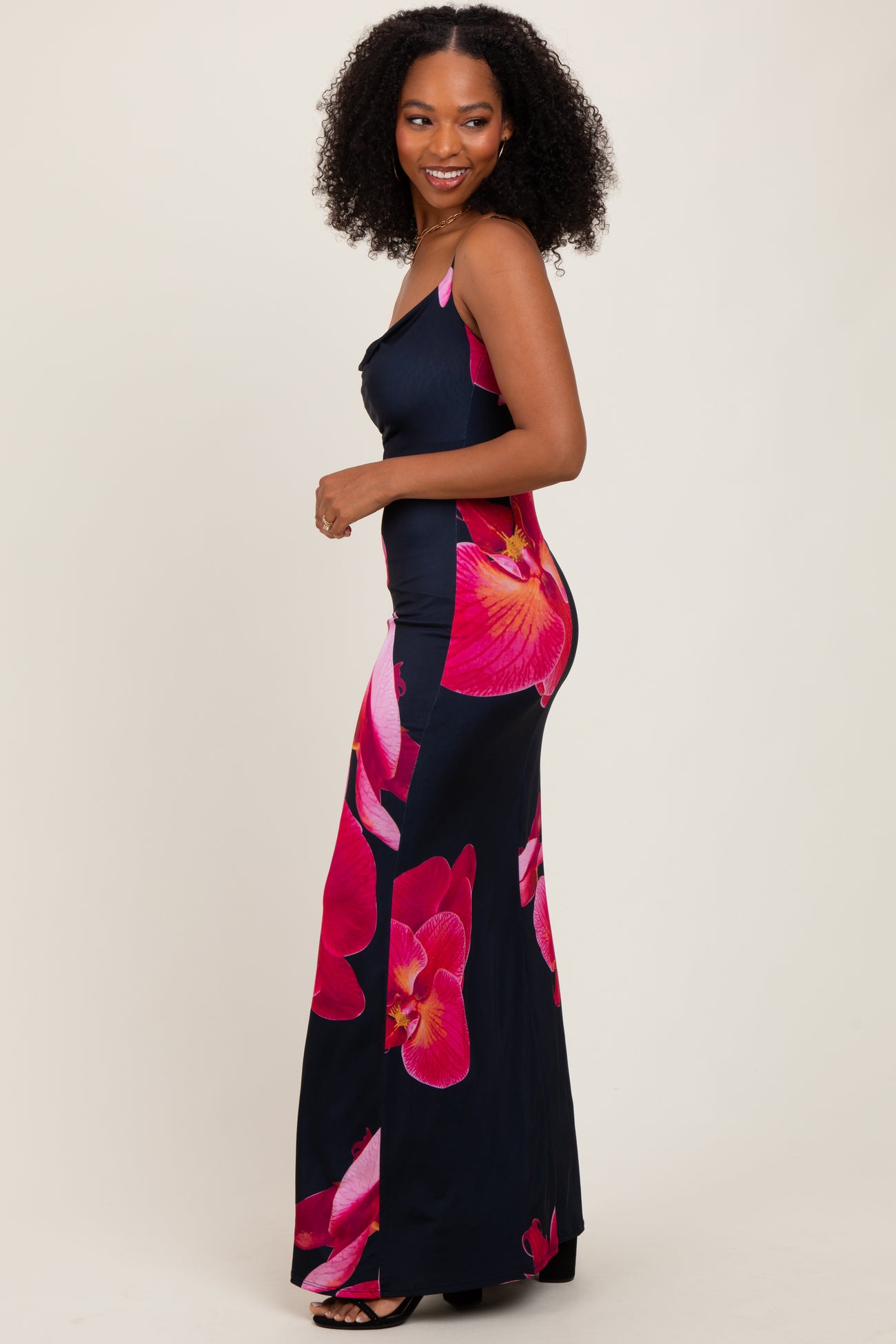 Black Floral Sleeveless Maxi Dress