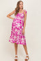 Fuchsia Bloom Floral Print Tie Strap Smocked Tiered Maternity Dress