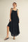 Black Bow Tie Accent Tiered Maxi Dress