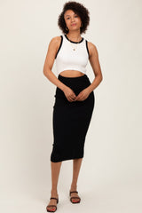 Black Colorblock Sleeveless Cutout Midi Dress