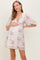 Cream Floral Striped V-Neck Cutout Maternity Mini Dress