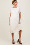 Cream Eyelet Lace Scallop Hem Maternity Midi Dress