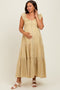 Mustard Cotton Plaid Maternity Maxi Dress