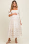 Pink Floral Smocked Ruffle Tiered Maternity Maxi Dress