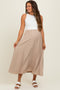 Beige Contrast Knit Top Sleeveless Maternity Midi Dress