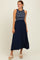 Navy Contrast Striped Knit Sleeveless Midi Dress