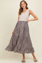 Taupe/Animal Print Mixed Maternity Maxi Dress