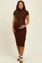 Brown Mock Neck Short Sleeve Maternity Dress