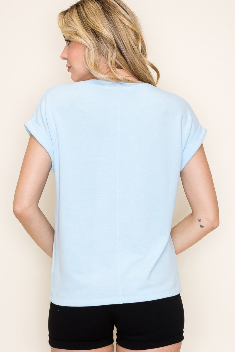 Light Blue Terry Short Sleeve Top