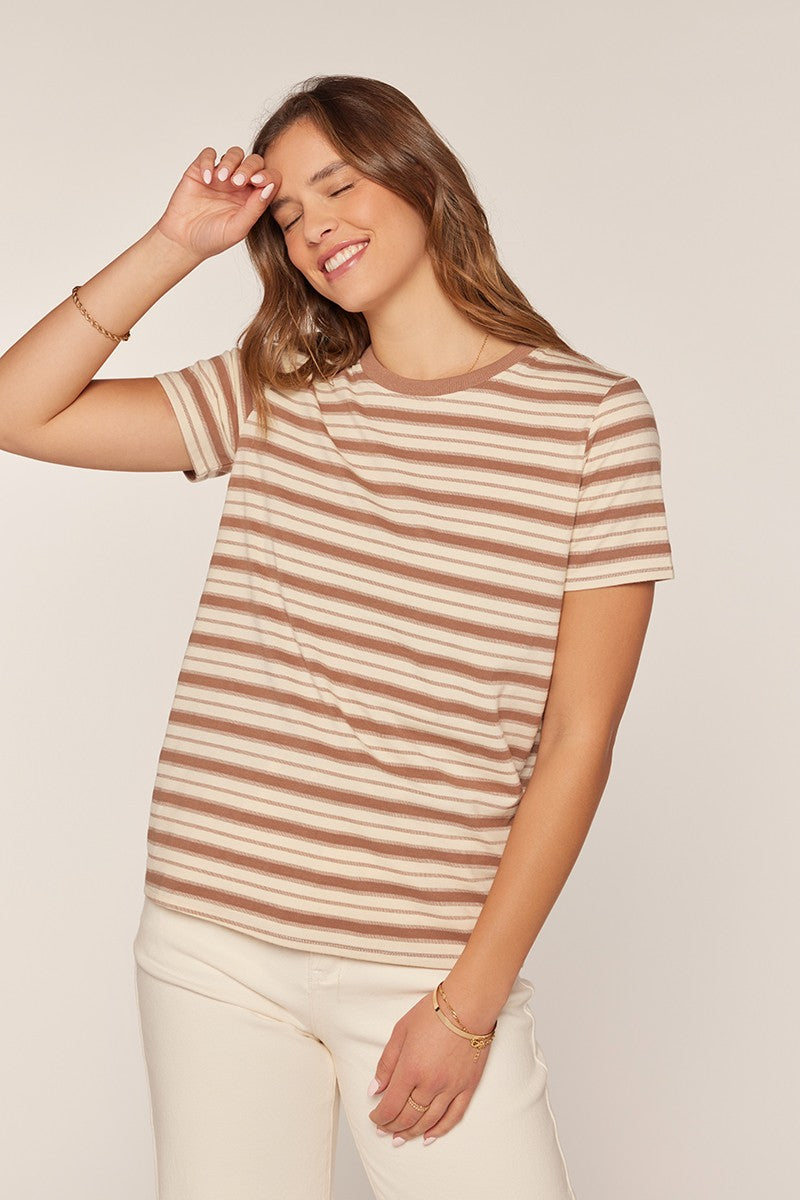 Mocha Multi-Striped Maternity T-Shirt