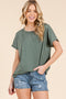 Olive Ribbed Relaxed Tee