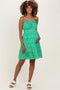 Green Floral Smocked Waist Ruffle Accent Maternity Dress