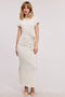 Cream Side Knot Tie Short Sleeve Midi Dress