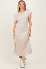 Cream Short Sleeve Maternity Maxi Sweater Dress