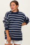 Navy Striped Oversized Maternity Sweater