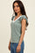 Sage/ Ivory Solid Ribbed Ruffle Sleeve Fitted Top