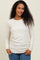 Ivory Solid Ribbed Ruched Long Sleeve Top