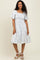 Cream Floral Smocked Flutter Sleeve Midi Dress