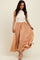 Beige Sleeveless Half Sweater And Satin Skirt Midi Dress
