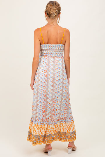 Multi Border Print Cut Out Maternity Maxi Dress