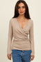 Beige Brushed Wrap Front Nursing Top
