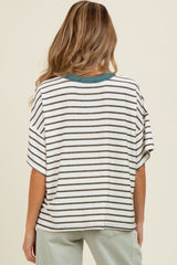 Olive Striped Relaxed Fit Pullover Maternity T-Shirts Top