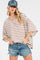 Mocha Striped Relaxed Fit Pullover T-Shirts Top