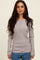 Light Brown Ribbed Knit Button Long Sleeve Top