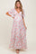 Coral Floral V-Neck Flowy Tiered Maternity Maxi Dress
