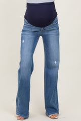 Medium Wash High Rise Wide Maternity Jeans