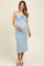Blue Textured Plaid Drawstring Neck Maternity Midi Dress