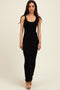 Black Scoop Neck Sleeveless Rayon Rib Maxi Knit Dress