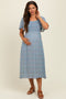 Blue/Pink Printed Maternity Dress With Pockets