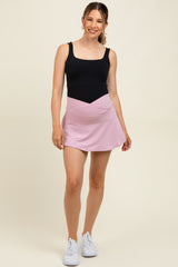 Light Pink Crossover V-Waist Maternity Skort