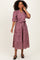Pink Floral Button Down Front Tie Midi Dress