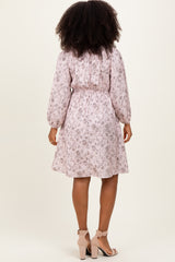 Pink Floral Sweetheart Neck Smocked Dress