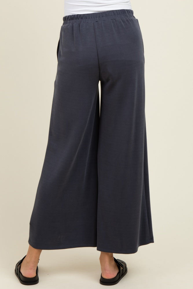 Charcoal Drawstring Wide Leg Maternity Pants