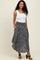 Black Floral Smocked Waist Round Hem Midi Skirt