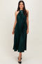Forest Green Pleated Halter Dress