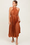 Mocha Pleated Halter Dress