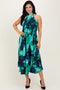 Jade Printed Pleated Halter Midi Dress