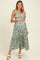 Light Olive Floral Tiered Shoulder Tie Maternity Midi Dress
