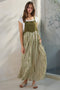 Olive Striped Colorblock Denim Contrast Maxi Dress